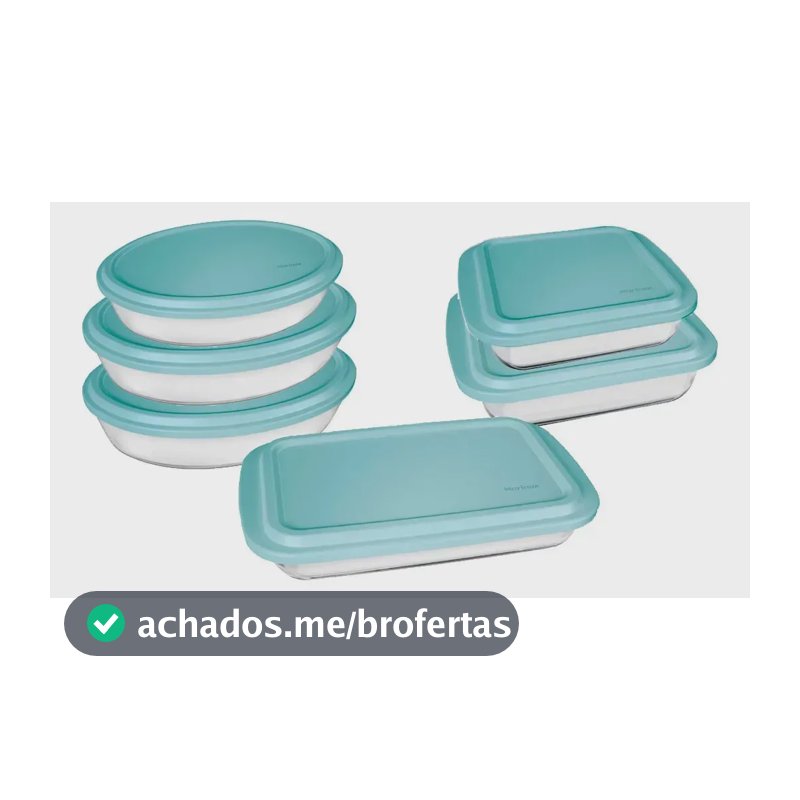 Conjunto Assadeiras 6 Peças De Vidro Com Tampa Verde Marinex