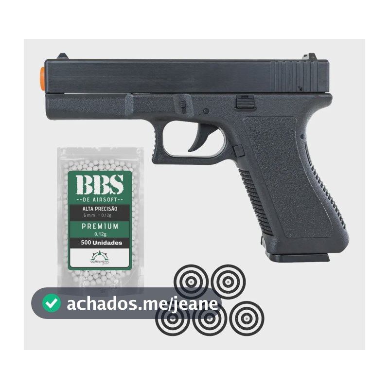 Pistola Airsoft Rossi V307 Polímero Bbs Alvo 150 Fps Spring Preto 152.4 Mm