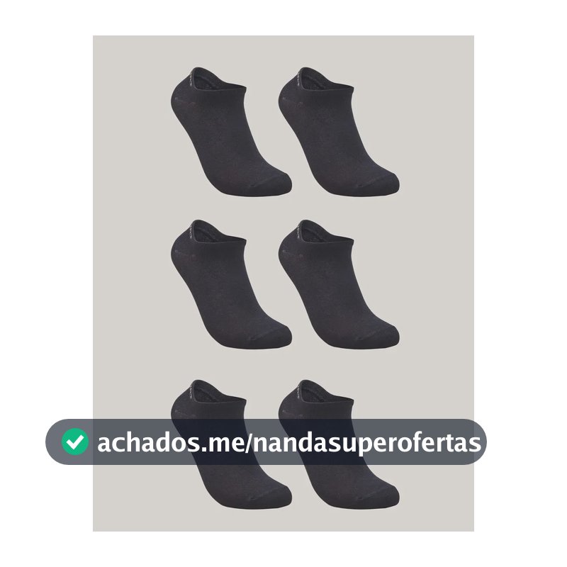 Kit De 6 Pares De Meias Masculino E Feminino Sapatilha Lupo Preto Liso 41-44