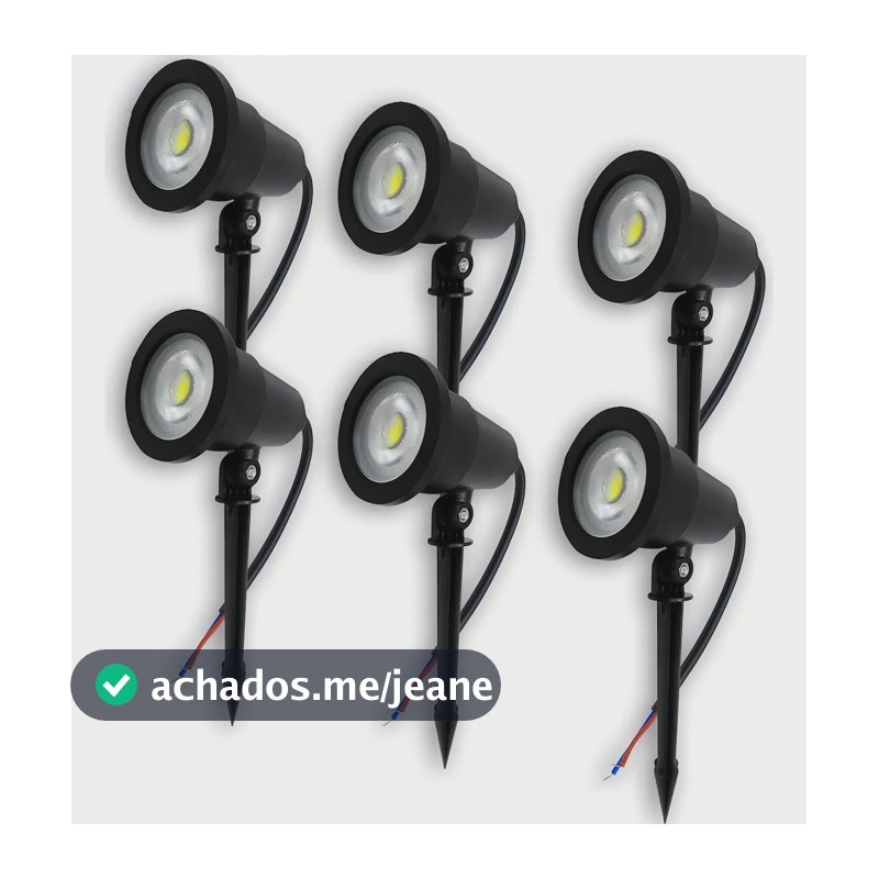 Kit 6 Refletor Espeto de Jardim RY LED 5W IP67 Luz Branco-frio