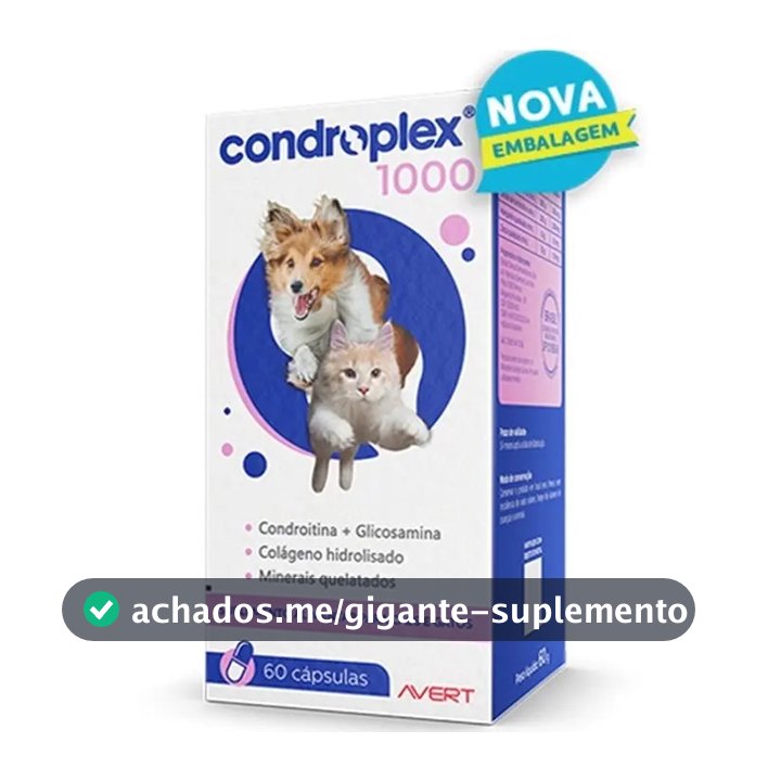 Suplemento Avert Condroplex 1000 Cães e Gatos 60 Cápsulas