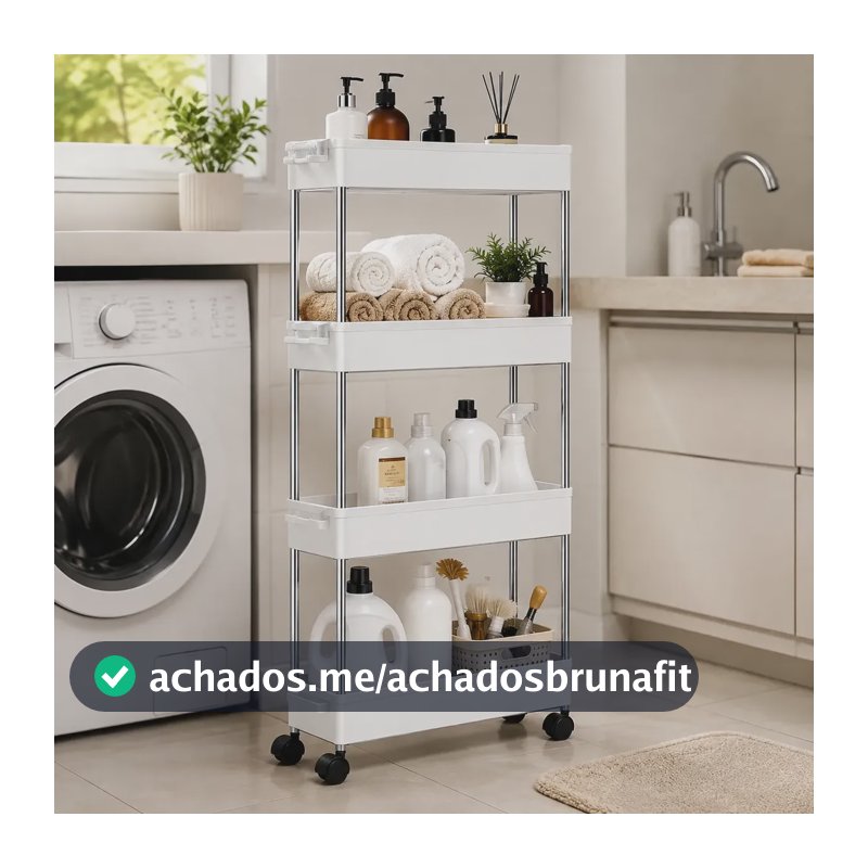 Carrinho Organizador Rodinhas Multiuso Cozinha Prateleiras Branco