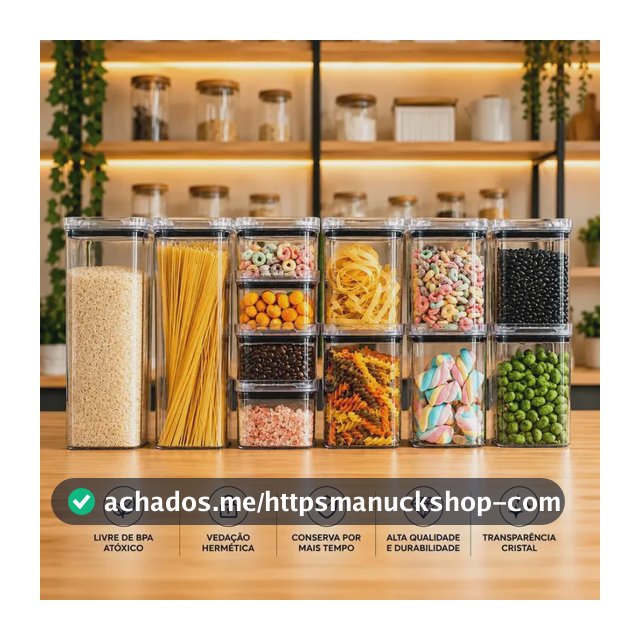 Kit Potes Porta Mantimento Hermético Quadrado Cozinha 12 Uni