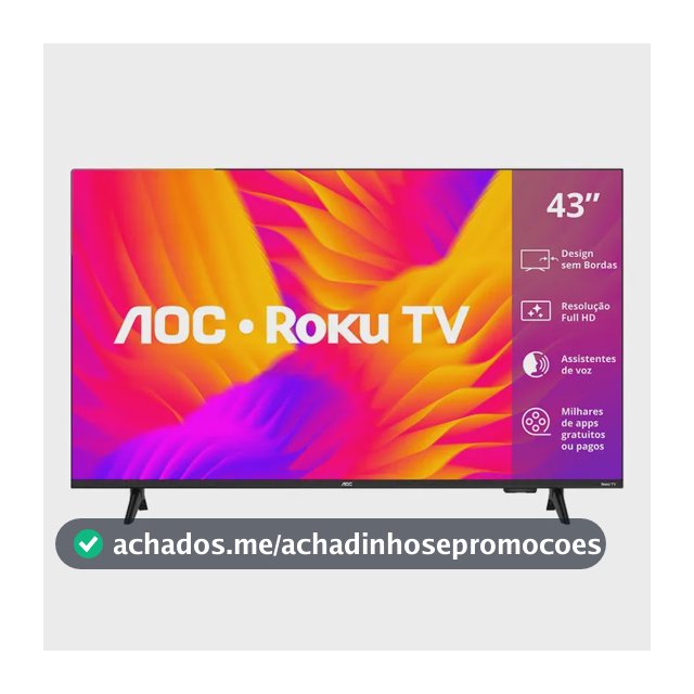 Smart Tv Aoc Led 43 Full Hd Wi-fi Roku Tv Sem Bordas