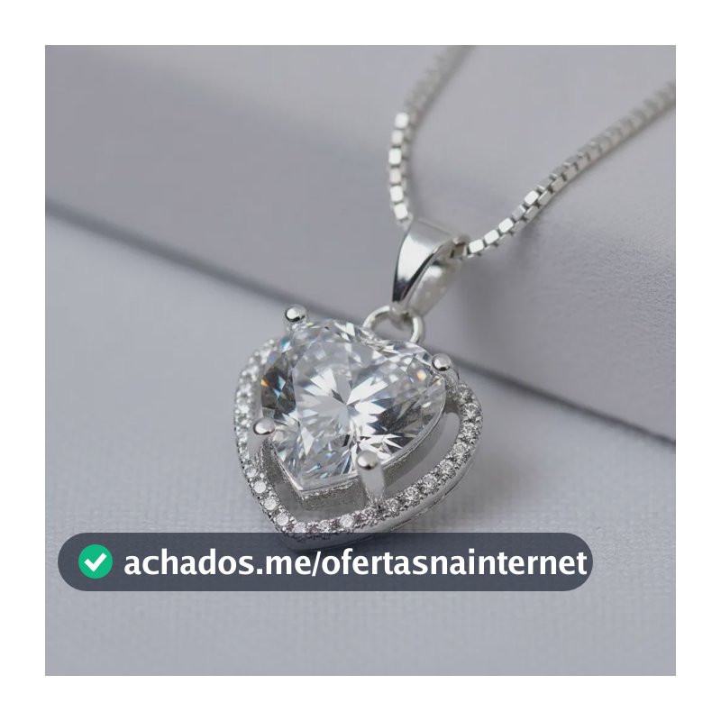 Colar Veneziana Folheado Prata Pingente Coração Zircônia