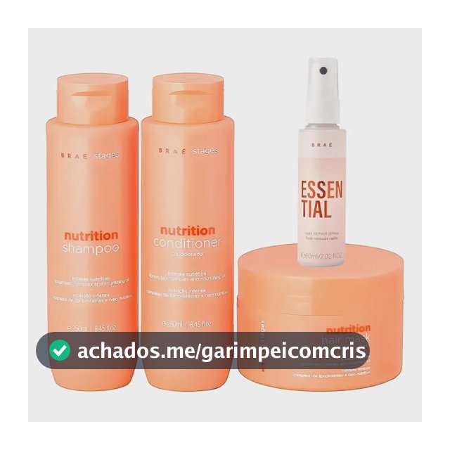 Kit Braé Stages Nutrition Shampoo,cond,másc + Essential 60ml