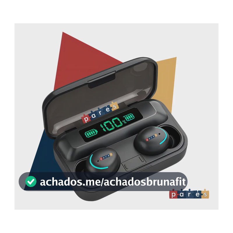 Fone de Ouvido Pares F-9 Bluetooth, In-ear Sem Fio com Powerbank e Som Imersivo
