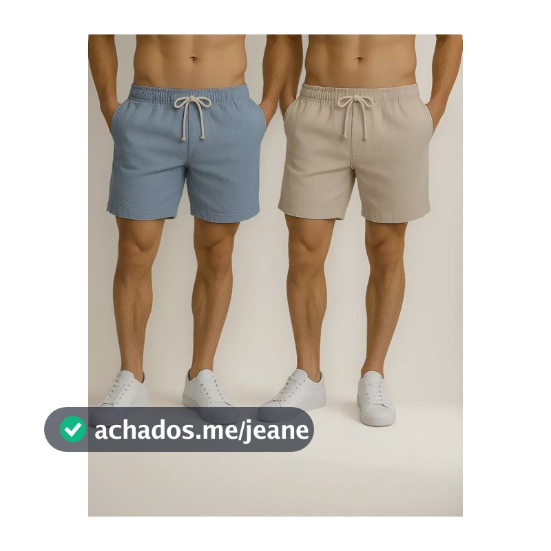 Kit 2 Shorts Linho Masculina Bermuda Estilo Mauricinho Leve