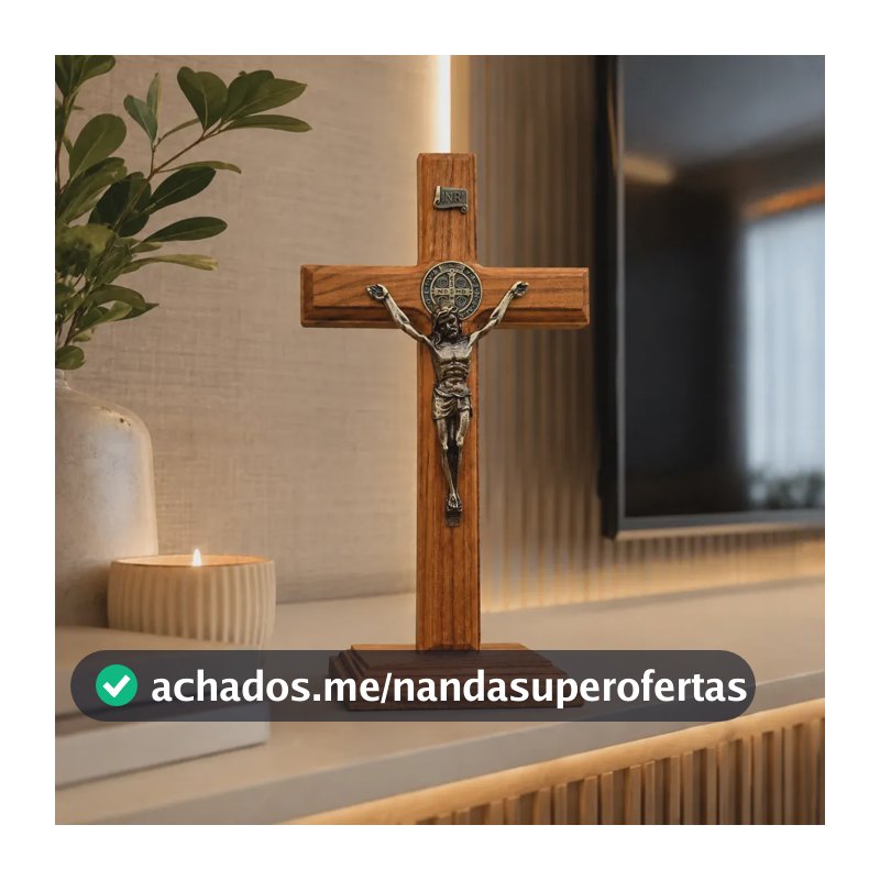 Crucifixo Jesus Mesa Porta Parede Cruz Madeira Nobre 27cm