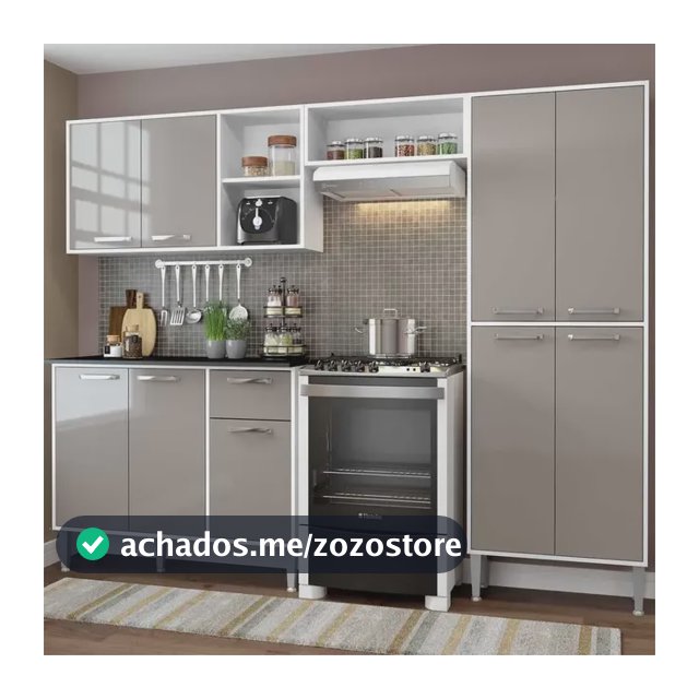 Armário de Cozinha Compacta Xangai Multimóveis VM2840 Branco/Lacca Fumê