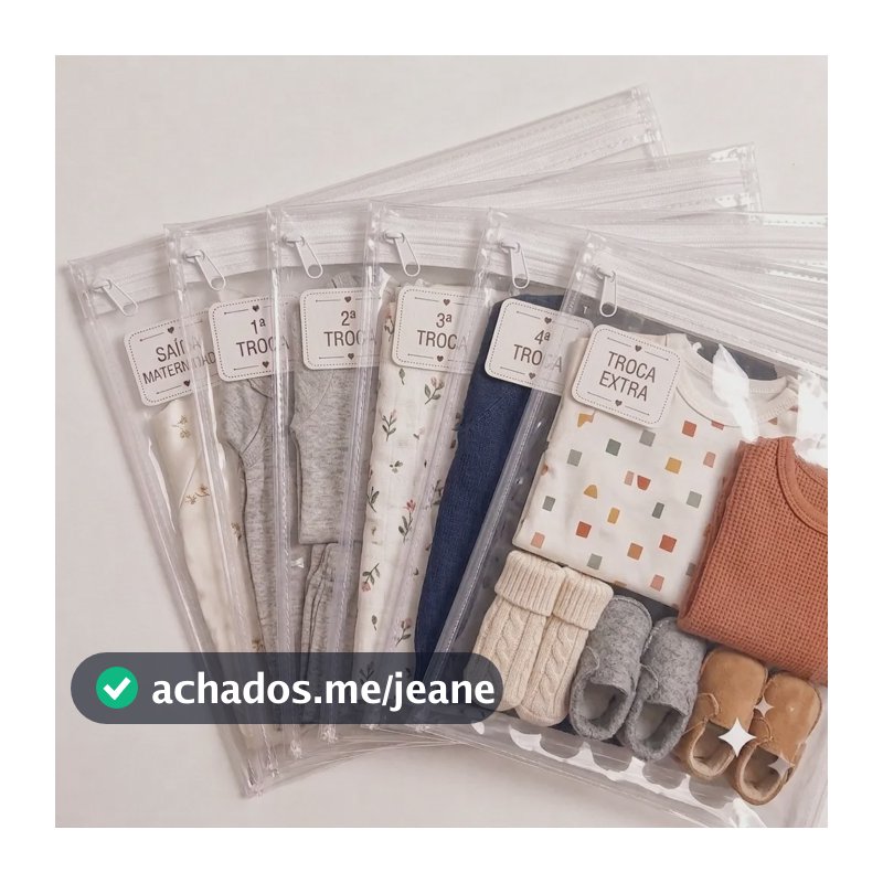 Kit 6 Saquinhos Maternidade Com Tag De Identificação Trocas Transparente