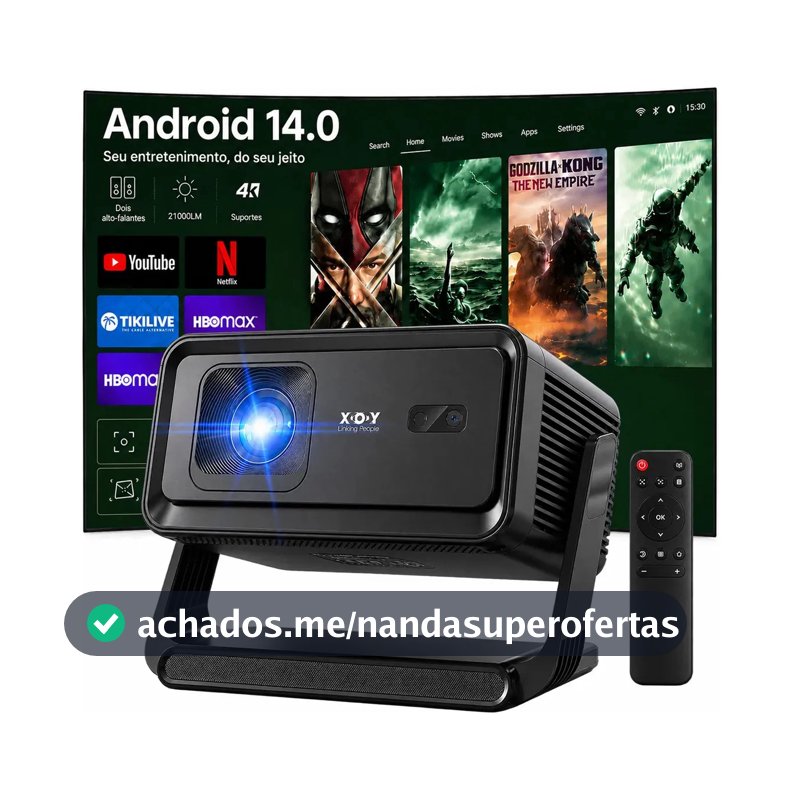 Projetor Smart BHBX14 Full HD Nativo 1080p com Android 14, Wi-Fi 6 e Bluetooth 5.4