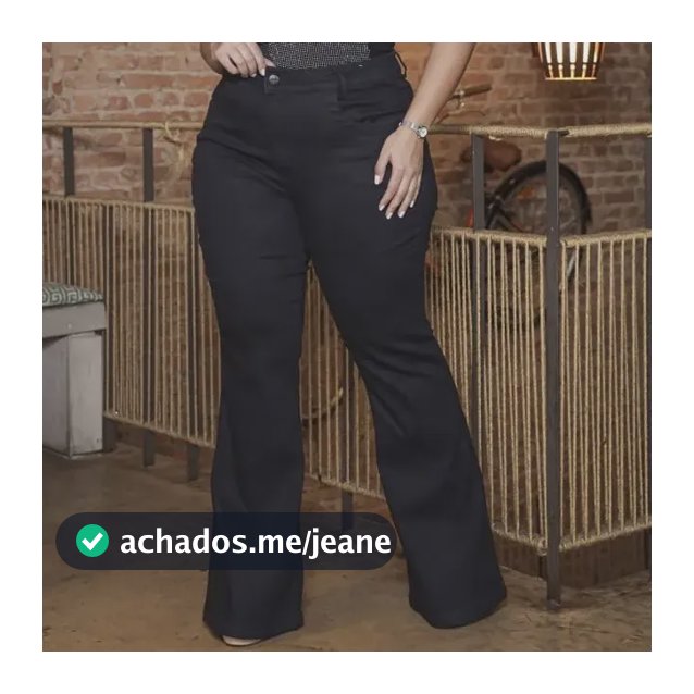 Flare Preta Jeans Feminina Com Elastano Plus Size