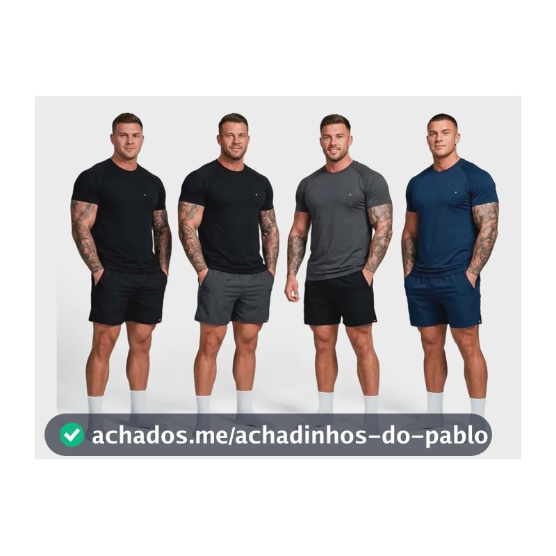 Kit 8 Peças Dry Fit 4 Camisetas + 4 Shorts Academia Sandrini Sortidos Liso M