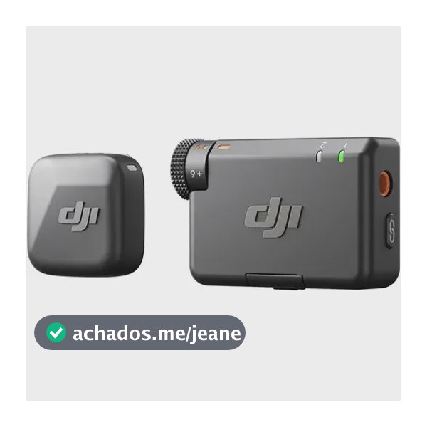 Kit de mini microfone Dji Mic com 1 transmissor e 1 receptor, cor preta