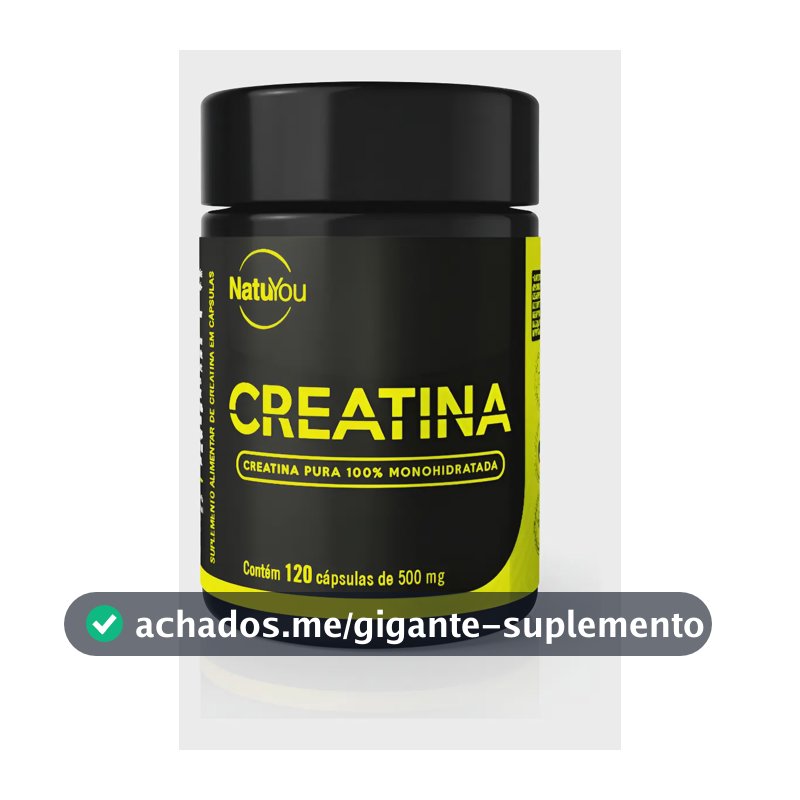 Creatina 100% Pura Monohidratada 120 Cápsulas - Natuyou Sem Sabor