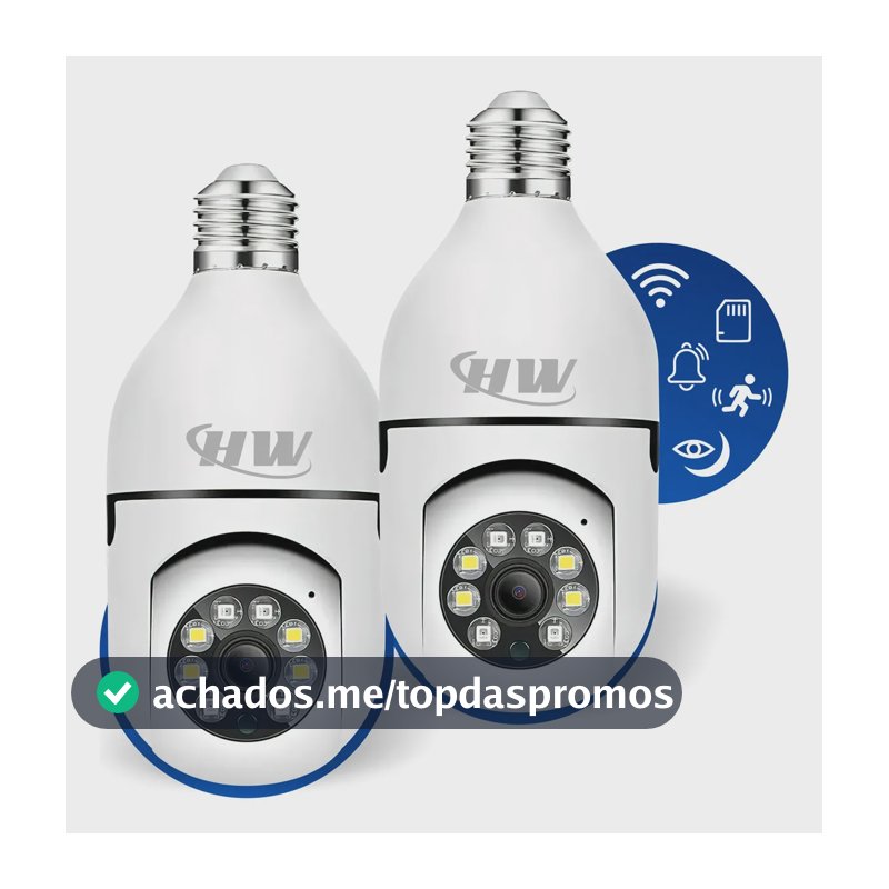 Kit C/ 2 Câmeras Lâmpada Ip Wi-fi 360° | Visão Colorida | Áudio | Sensor De Movimento | E27 App Yoosee- Hw