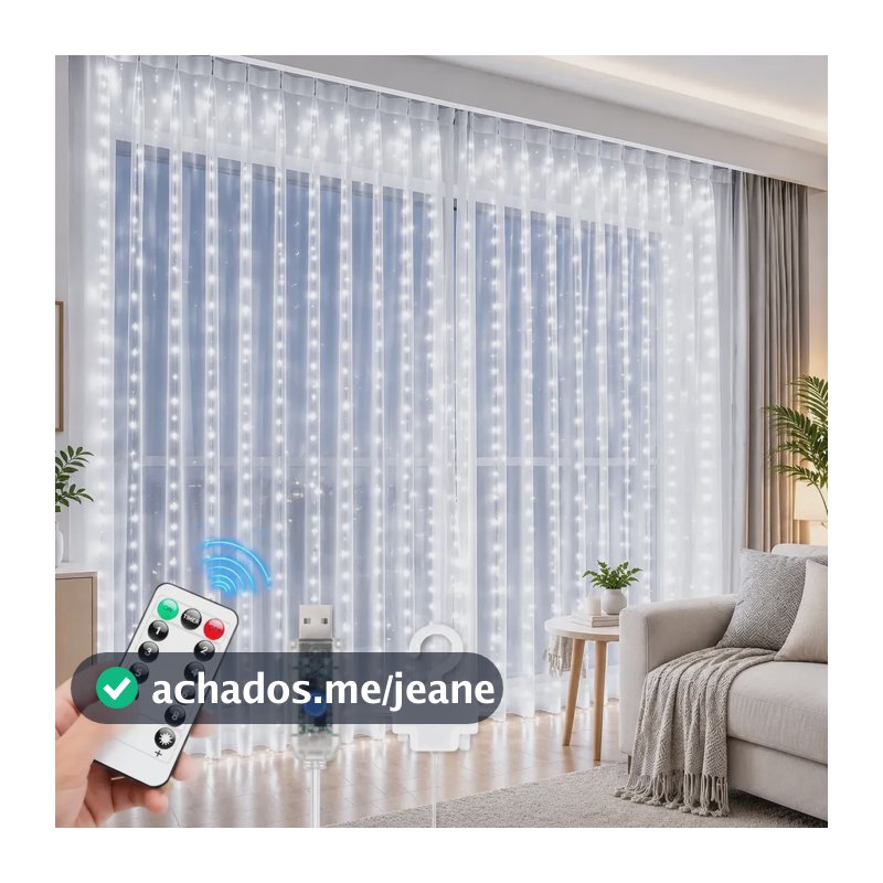 Luz De Cortina 300 Leds 3x3 M Pisca Pisca Decoração De Natal Branco 110220 V