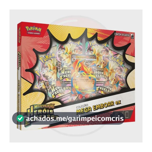Cartas Pokémon TCG Coleção Mega Emboar ex c/49 Cards Copag