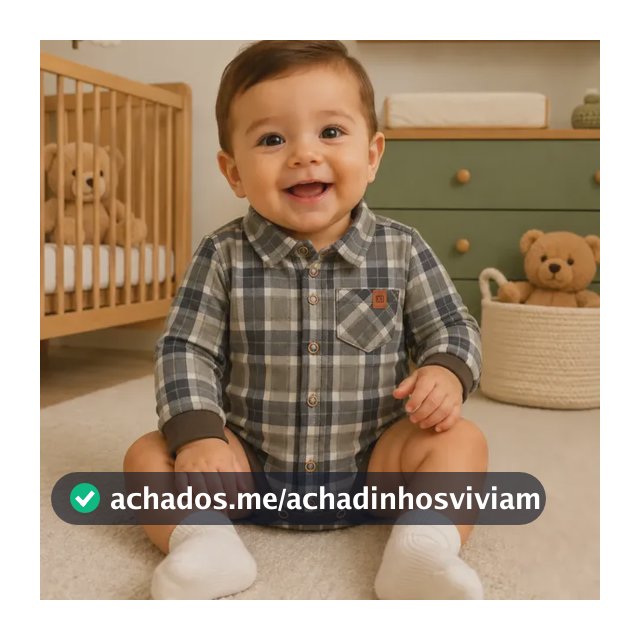 Body Bebê Flanela Quentinho Xadrez 100% Algodão