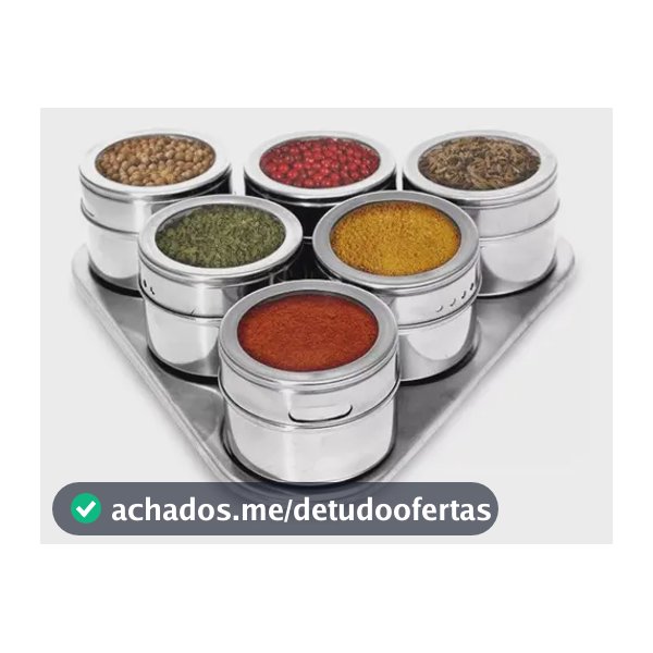 Porta Temperos Magnético Inox 6 Potes c/suporte Prateado Ke Home
