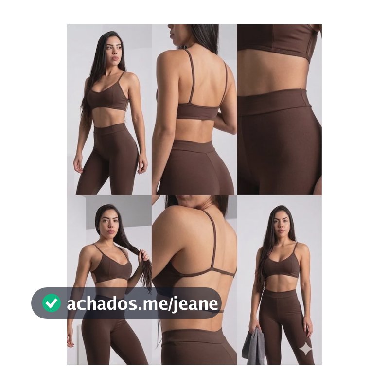Diasp Conjunto Fitness Poliamida Academia Leg + 2 Tops Coffee Lisa G