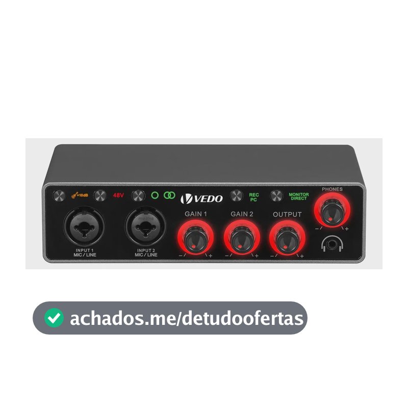 Vedo Q-28 Interface De Áudio Profissional 24bit 192khz Phantom 48v Sem Latência Para Gravação Vocal Música Podcast E Live