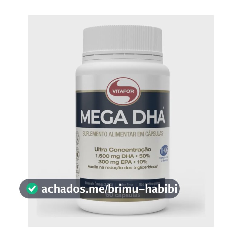 Mega Dha 60 Cápsulas Ômega 3 Vitafor Sem Sabor