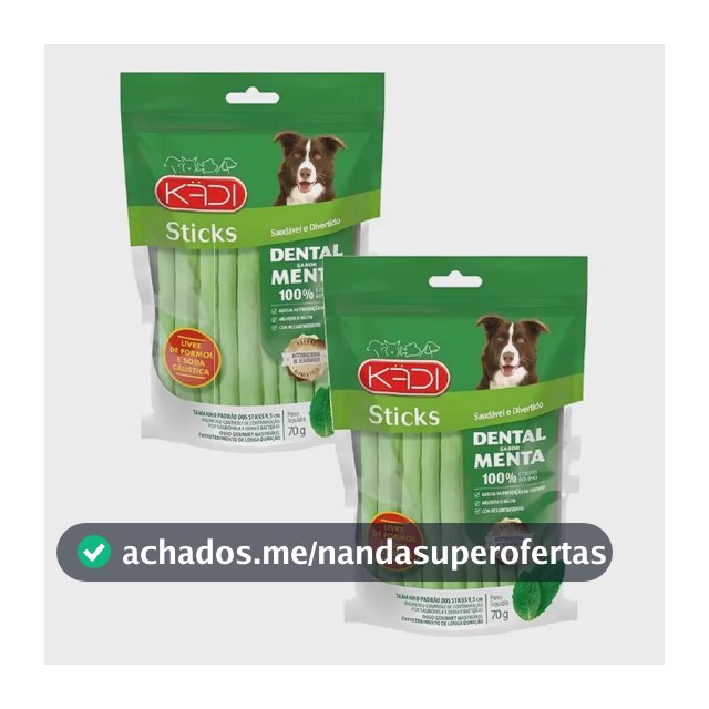 Pack 2 Petiscos Cães Kadi Dental Sticks Menta 70 g