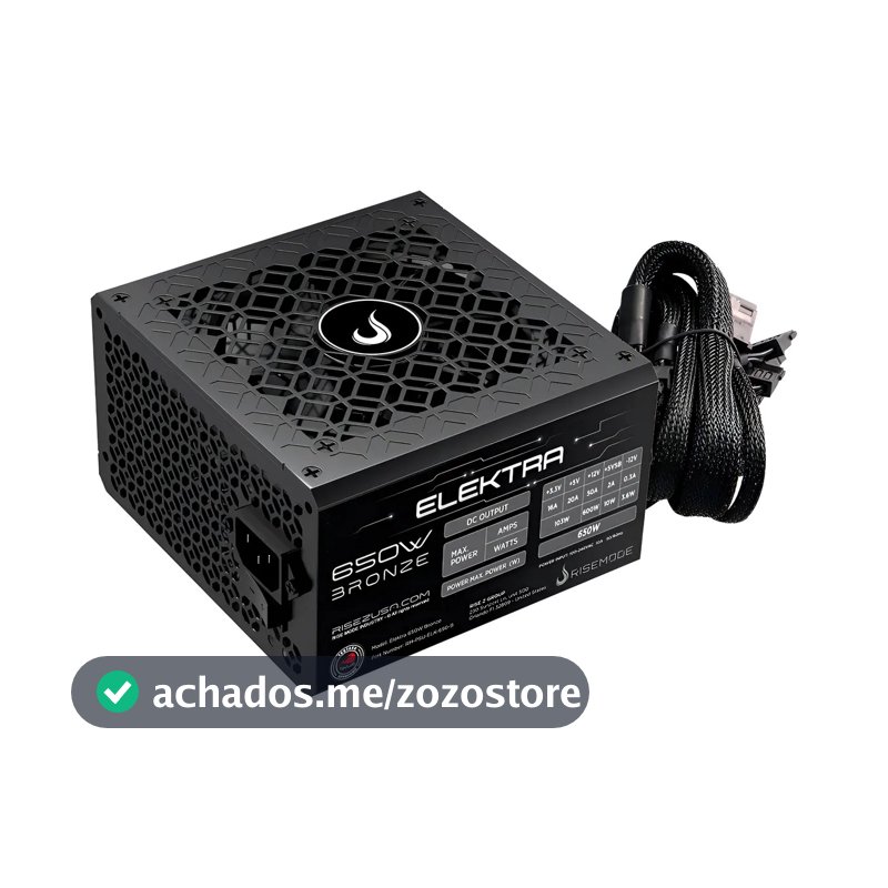 Fonte Rise Mode Elektra 650w Rm-psu-elk-650-b Para Pc Preto
