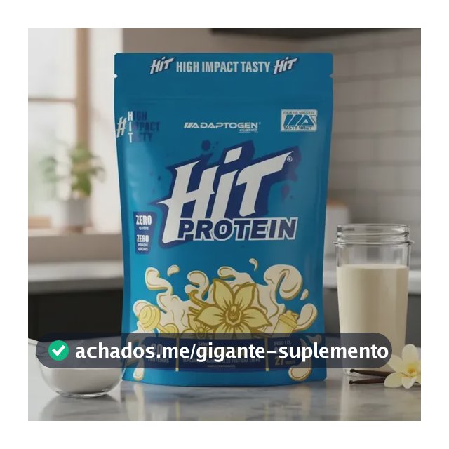 Suplemento Hit Protein Adaptogen Science sachê 900g Whey Protein Zero Gluten Zero açucar Sabor Baunilha