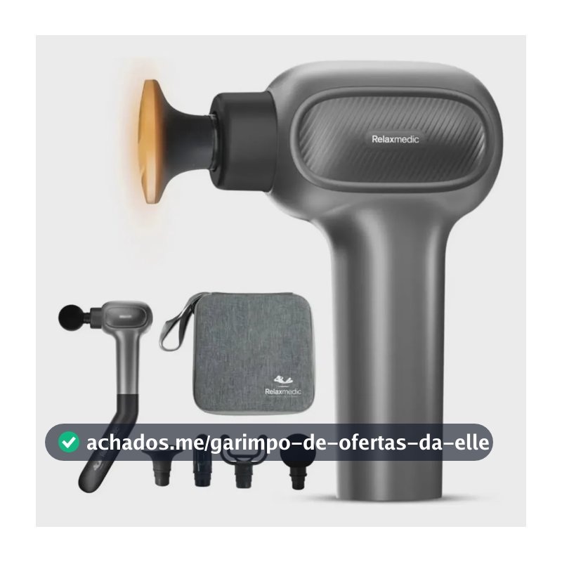 Pistola Massageadora com Aquecimento Elétrica Deep Therapy Flex Relaxmedic Cinza