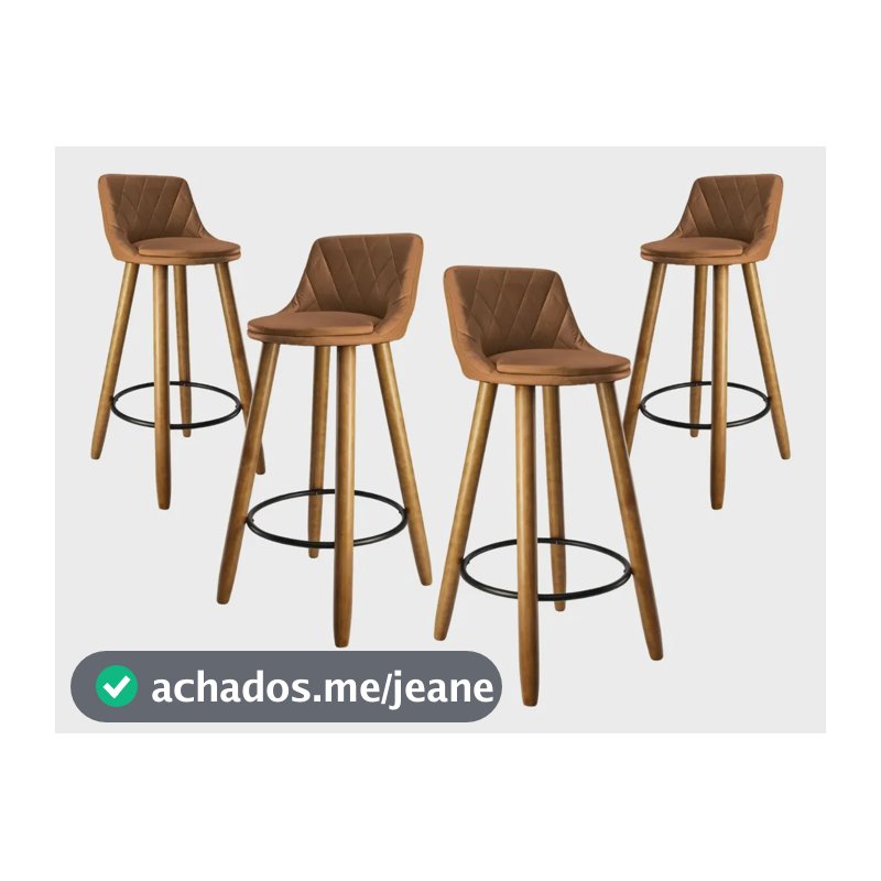 Jogo 4 Banquetas Cozinha Gourmet Pés Palito Tecido Corano Altura 65 Cm Até O Assento Terracota