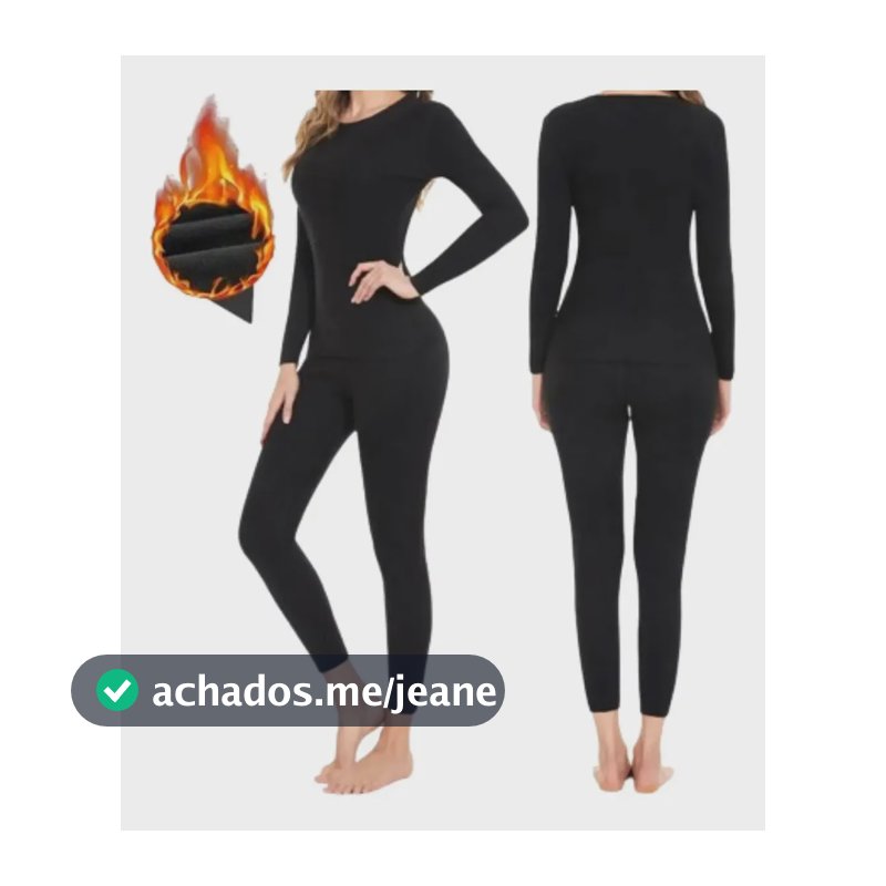 Conjunto Calça Térmica Flanelada E Blusa Térmica Feminina Preto