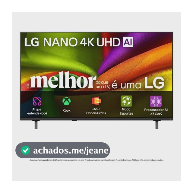 General F28 Smart TV 4K 55" LG NANO UHD AI NU850 2026 Processador α7 Ger9 HDR10 Xbox Bluetooth Wi-Fi AI Search Google Gemini webOS 26 - 55NU850BPSA