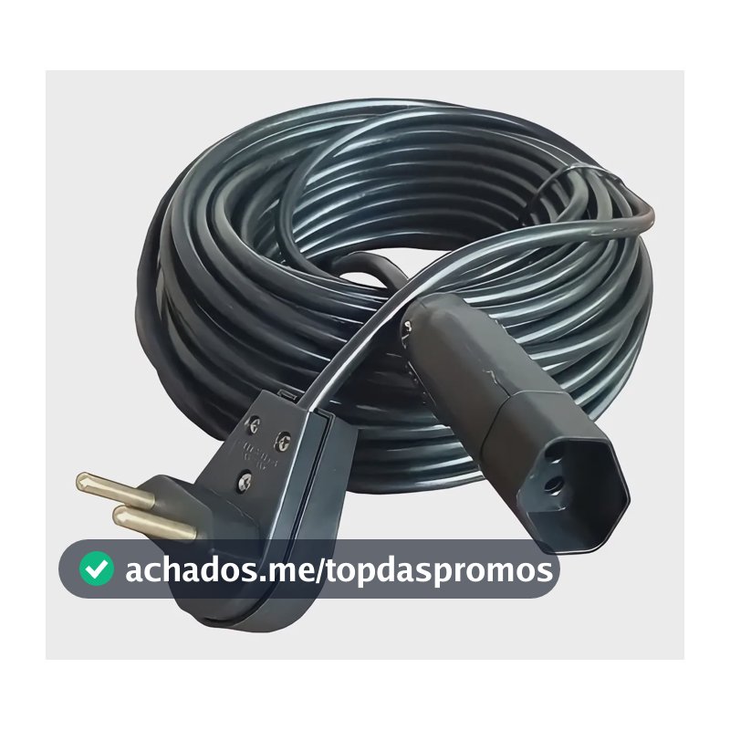 Extensão Elétrica 50 Metros 10a Cabo Pp 2x1,0 Reforçada Cor Preto Click Cabos