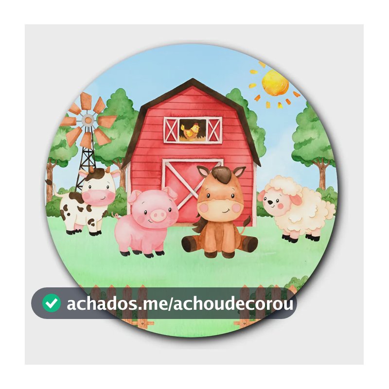 Painel Redondo Sublimado Fazendinha Em Tecido  1,5x1,5m Fazendinha | 1051