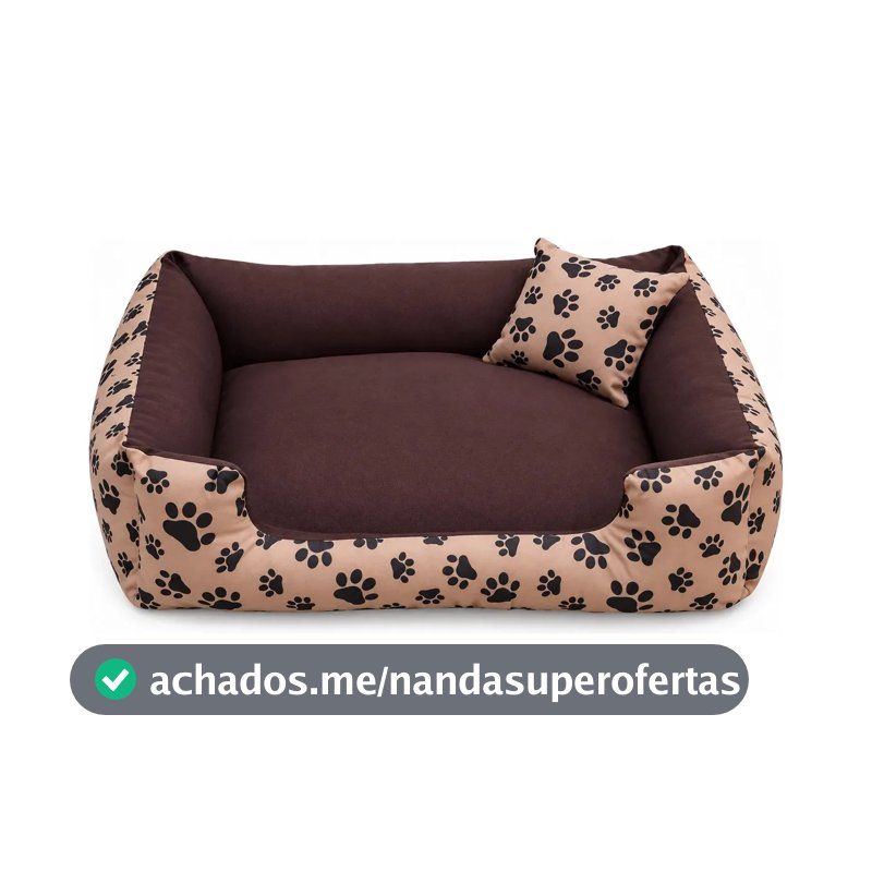 Cama Pet Grande Marrom 70x70cm com Zíper e Almofada Gv Enxovais
