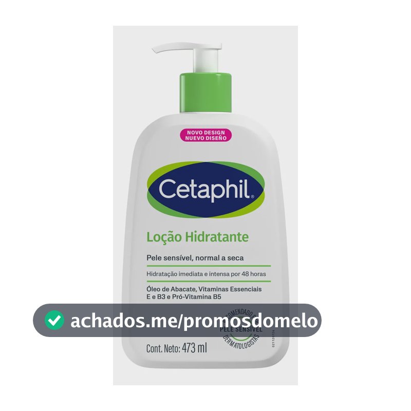 Cetaphil Loção Hidratante Corporal e Facial para Pele Sensível, Normal a Seca 473ml - Hidratação 48h
