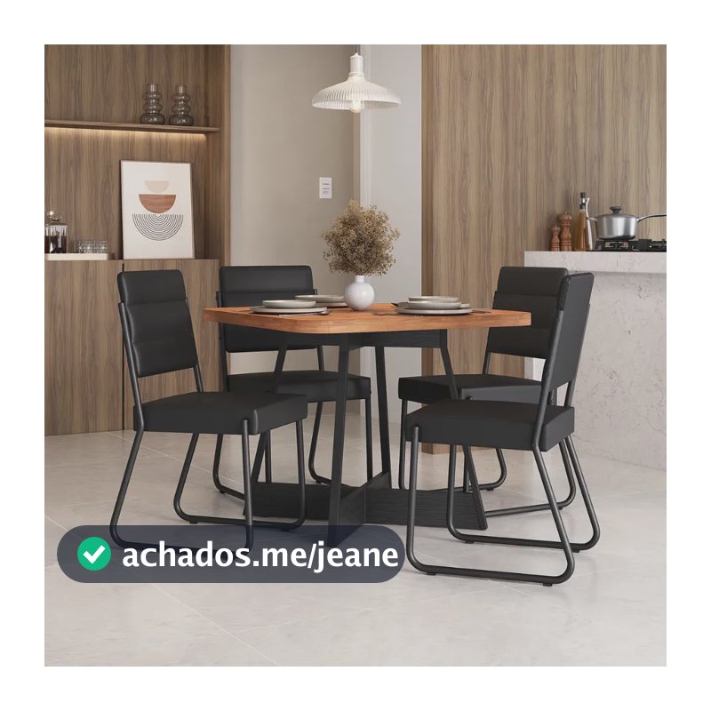 Sala De Jantar 4 Cadeiras Charlotte Carraro Nogal cor preto