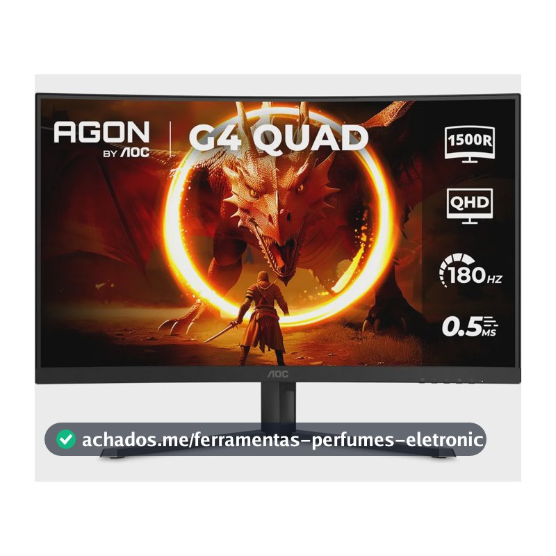 Monitor Gamer Curvo AOC AGON QUAD 32" 180Hz 0,5ms HDR10 CQ32G4E Preto