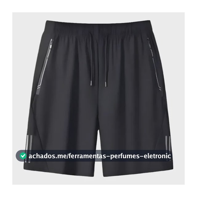 Short Masculino Bermuda 2 Bolsos Zíper Secagem Rápida Fina