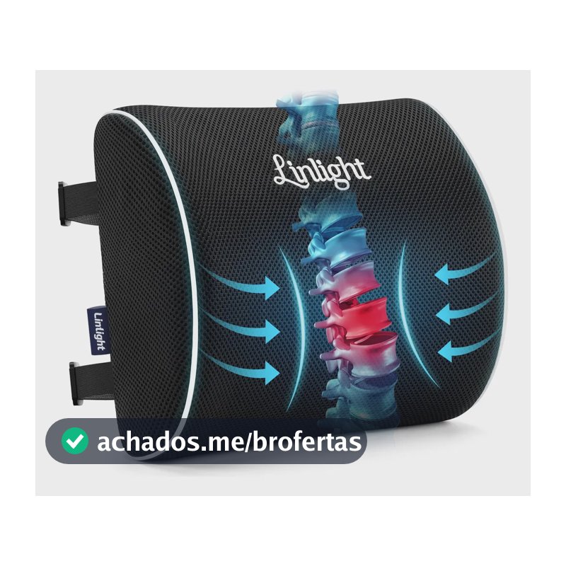 Almofada Lombar Ortopédica Ergonômica Cadeira Sofa Espuma Viscoelástica Premium