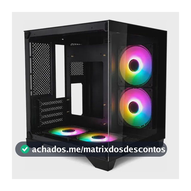 Gabinete Gamer Brazil Pc Aquário C/ 4 Cooler Fan Bpc240 Rgb Preto