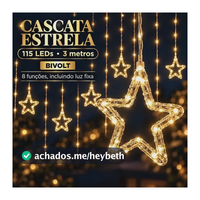 Cascata Estrela 3m 115 Leds Natal Prova D'água Bivolt 8 Fun