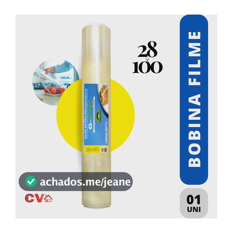 Rolo bobina papel filme pvc Guarufilme 28 cm x 100 metros