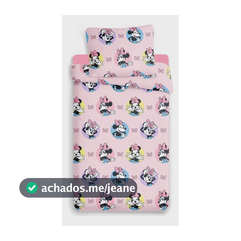 Jogo De Cama Solteiro 300 Fios Toque De Seda Disney Minnie 2 Peças Jolitex