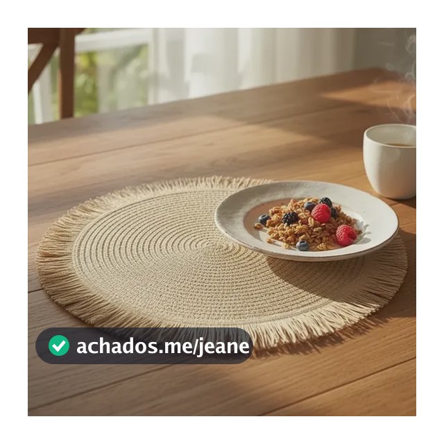 Jogo Americano Redondo Com Franja Sousplat Suplá 38cm C/6 Pç Bege