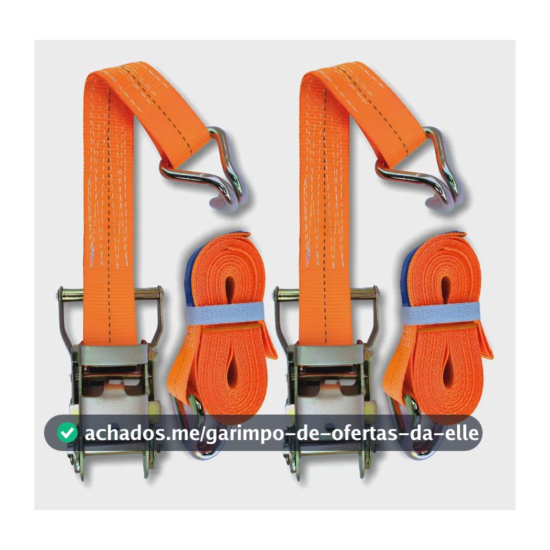 2x Kit Cinta Catraca 1,5ton Amarração Carga Caminhão Carreta Laranja