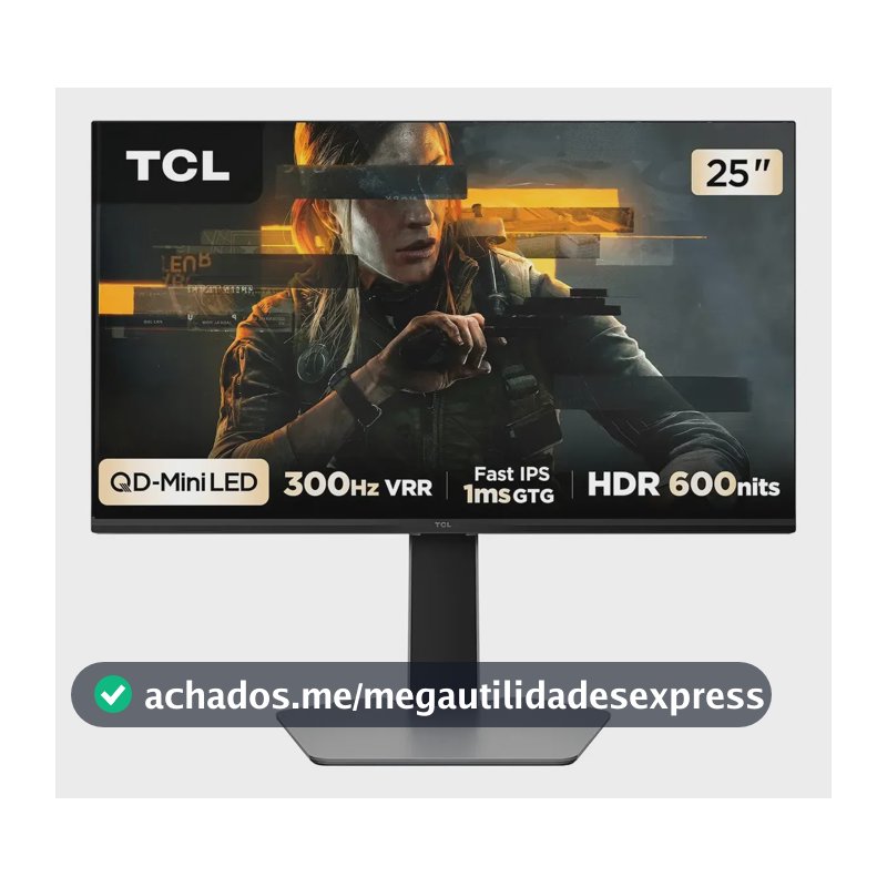 Monitor Gamer Tcl 25g64 25  Qd-mini Led 300hz Preto Preto